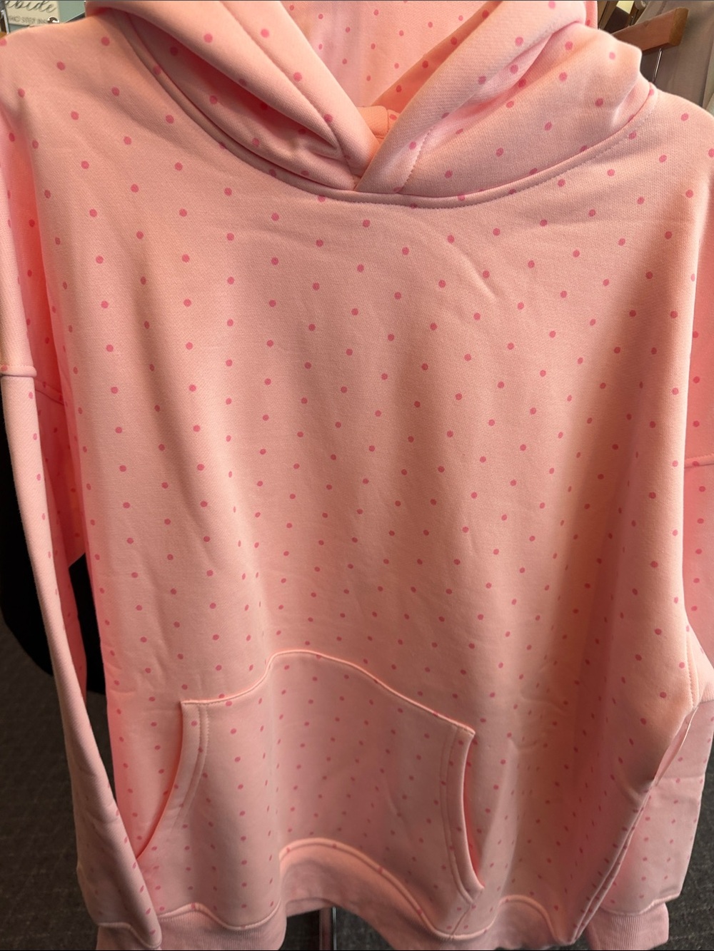 Women’s Pink Polka Dot Hooded Sweatshirt